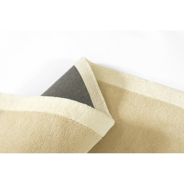 Cream Tufted Wool Rectangle Area Rug with Border