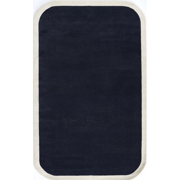 Navy and Cream Hand-Tufted Wool Area Rug, 8' x 10'