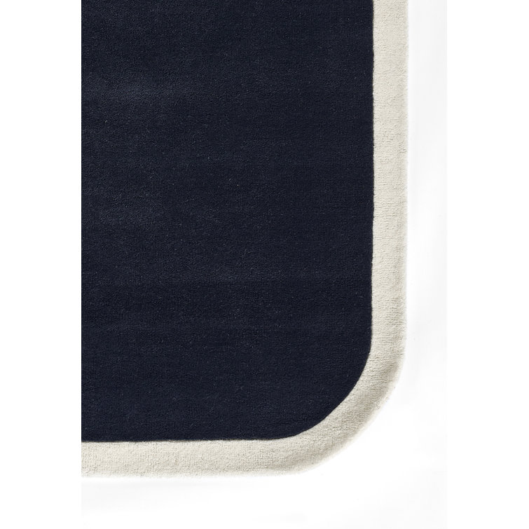 Navy and Cream Hand-Tufted Wool Area Rug, 8' x 10'