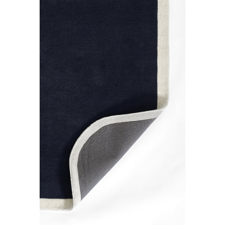 Navy and Cream Hand-Tufted Wool Area Rug, 8' x 10'