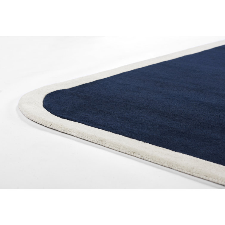 Navy and Cream Hand-Tufted Wool Area Rug, 8' x 10'