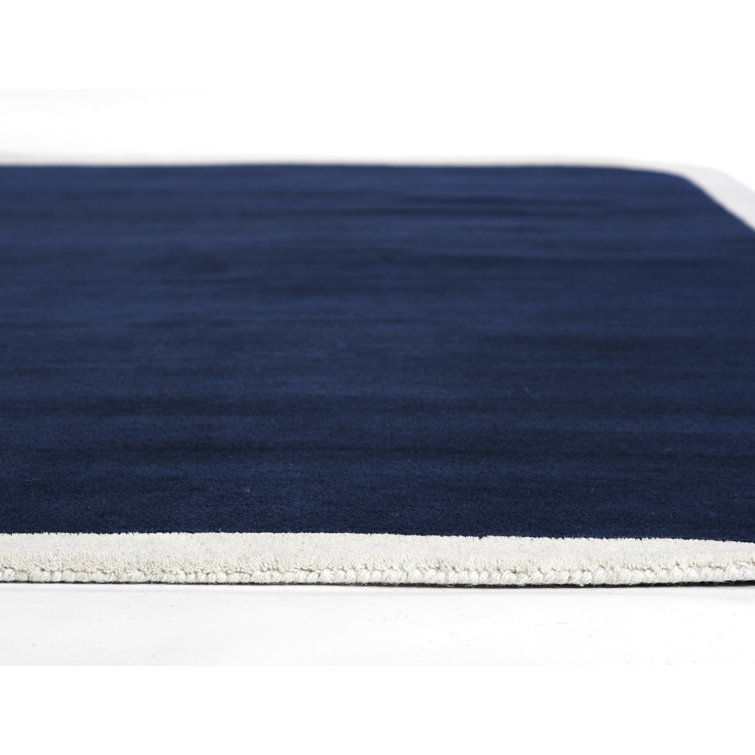 Navy and Cream Hand-Tufted Wool Area Rug, 8' x 10'