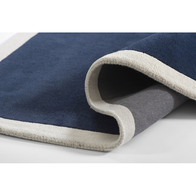 Navy and Cream Hand-Tufted Wool Area Rug, 8' x 10'