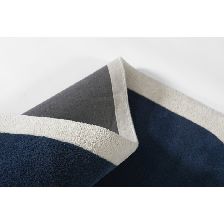 Navy and Cream Hand-Tufted Wool Area Rug, 8' x 10'