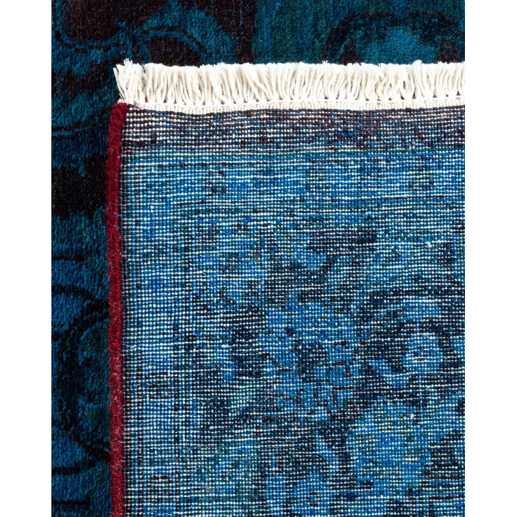 Hand-Knotted Blue Wool Rectangular Area Rug 3' 1" x 5' 0"