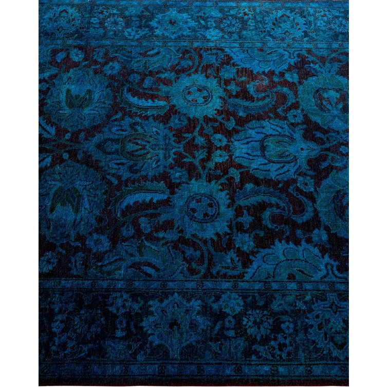 Hand-Knotted Blue Wool Rectangular Area Rug 3' 1" x 5' 0"