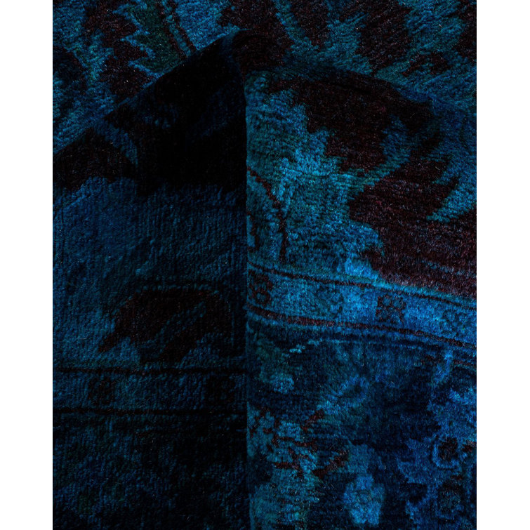 Hand-Knotted Blue Wool Rectangular Area Rug 3' 1" x 5' 0"