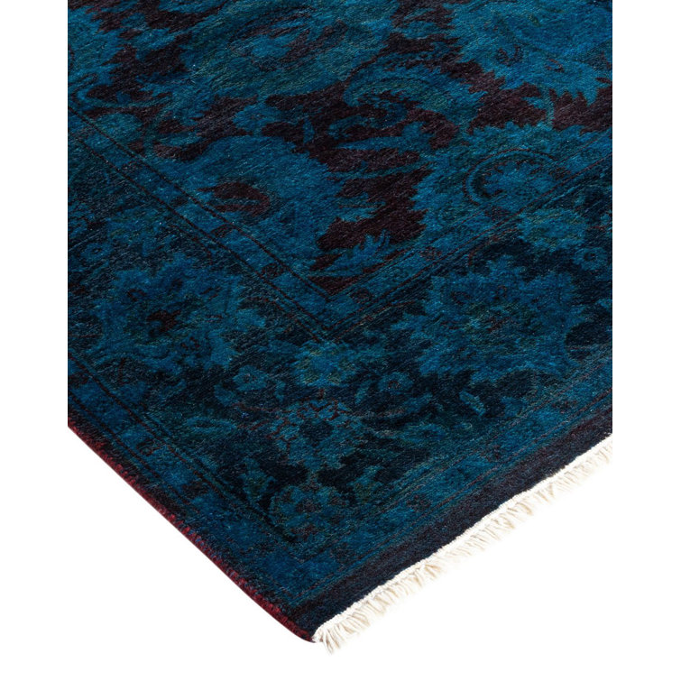 Hand-Knotted Blue Wool Rectangular Area Rug 3' 1" x 5' 0"