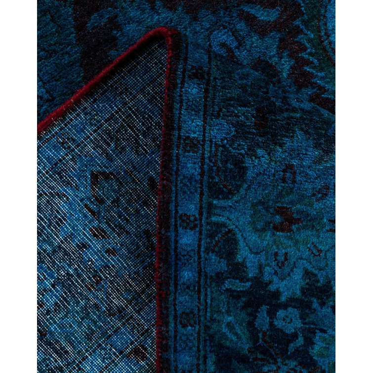 Hand-Knotted Blue Wool Rectangular Area Rug 3' 1" x 5' 0"