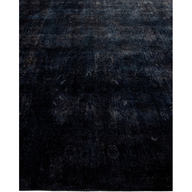 Hand-Knotted Black Wool Rectangular Area Rug 9' 1" x 15' 4"