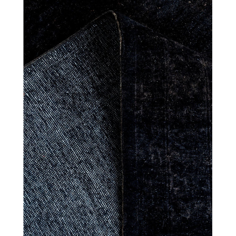 Hand-Knotted Black Wool Rectangular Area Rug 9' 1" x 15' 4"