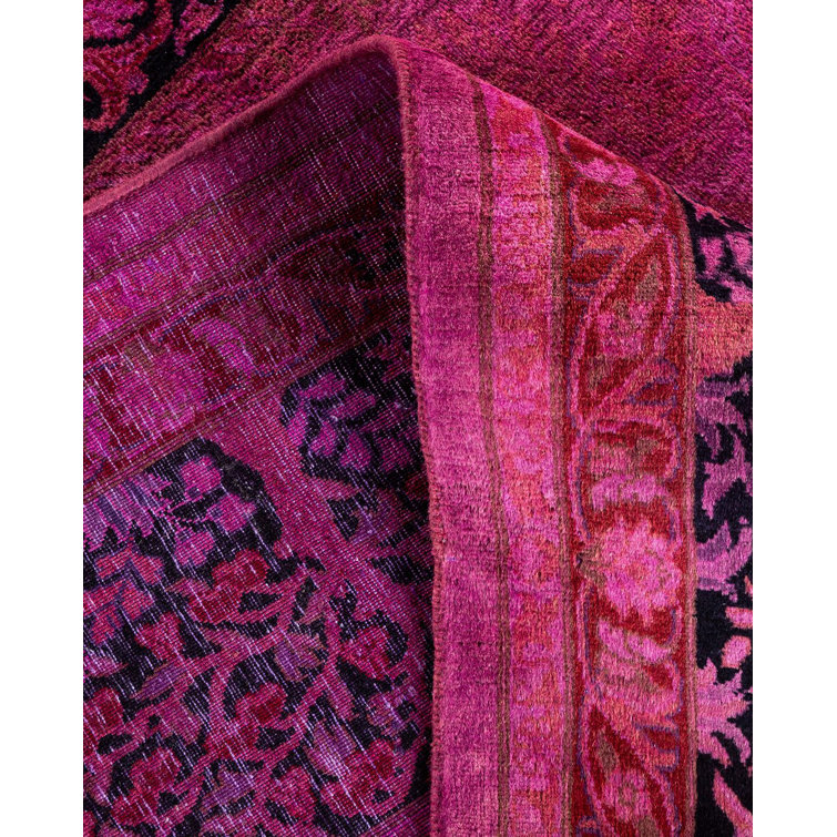 Hand-Knotted Pink Wool Rectangular Area Rug, 10' x 14'