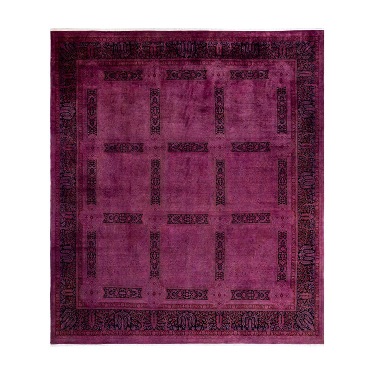 Hand-Knotted Pink Wool Rectangular Area Rug, 10' x 14'