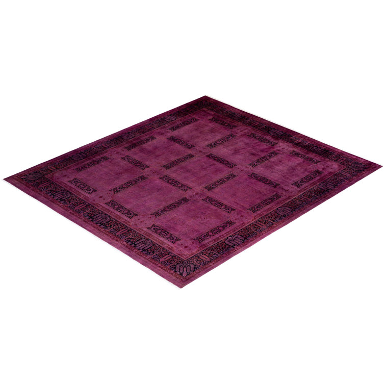 Hand-Knotted Pink Wool Rectangular Area Rug, 10' x 14'