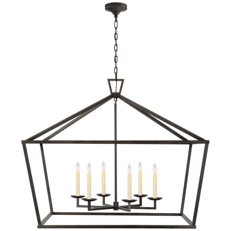 Aged Iron 6-Light Indoor Chandelier with Crystal Accents