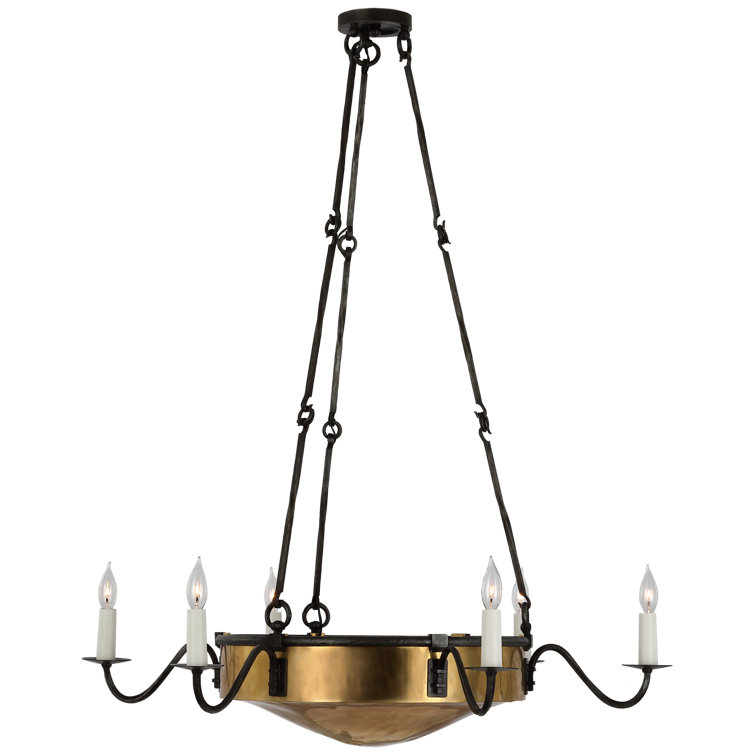 Ancram Brass and Iron 6-Light Candle Chandelier
