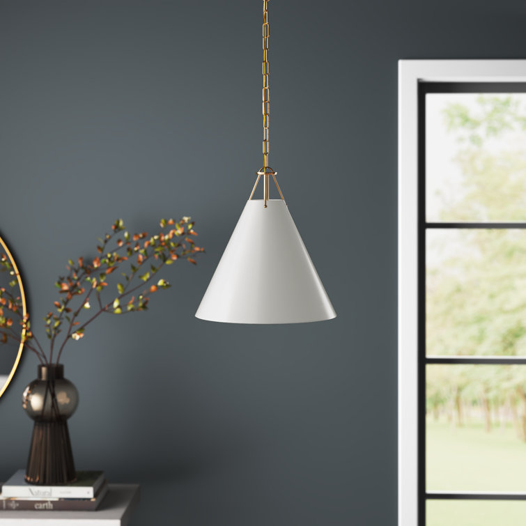 Vibrant Gold and White Steel Cone Pendant Light