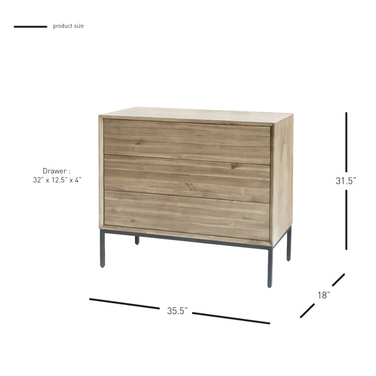 Hathaway Newton Brown 3-Drawer Industrial Chest