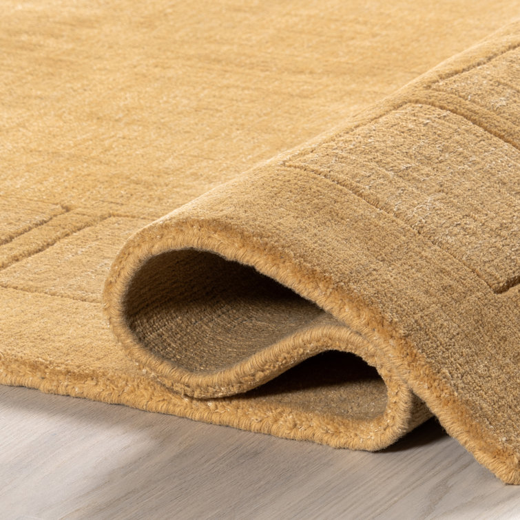 Golden Butter Handmade Wool Rectangular Area Rug, 9' x 12'