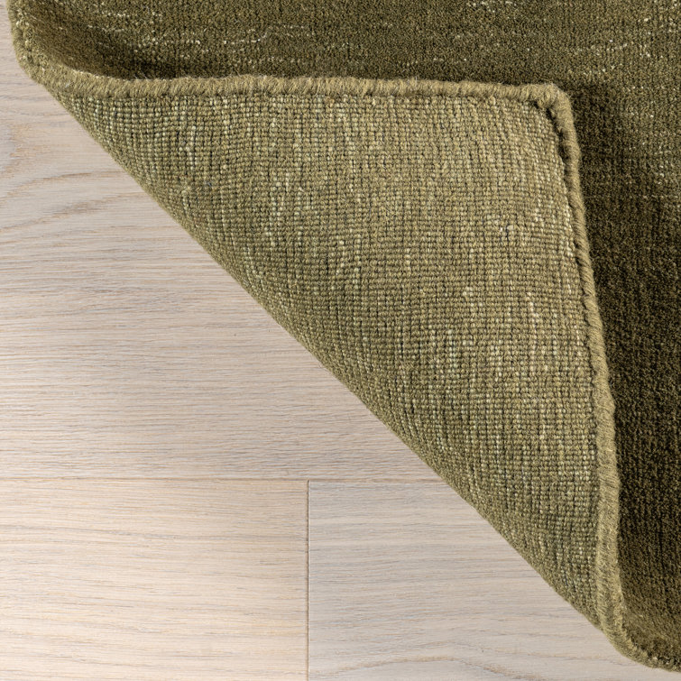 Handmade Verdant Green Round Wool Area Rug, 48 inches