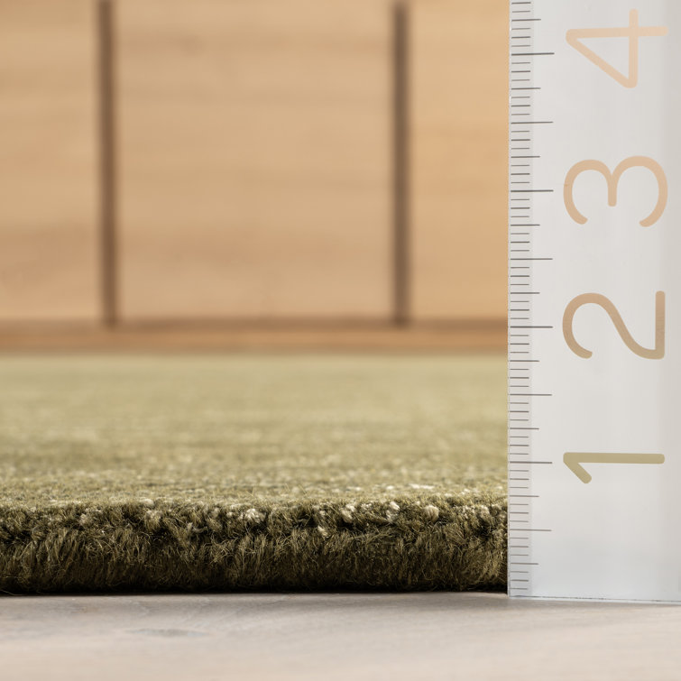 Handmade Verdant Green Round Wool Area Rug, 48 inches