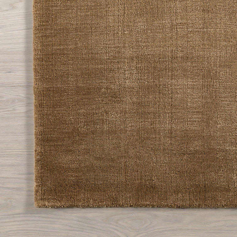Handmade Wheat Solid Wool Rectangular Area Rug, 5' x 8'