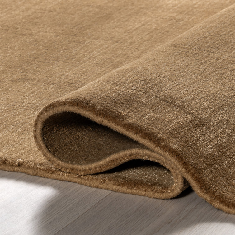 Handmade Wheat Solid Wool Rectangular Area Rug, 5' x 8'