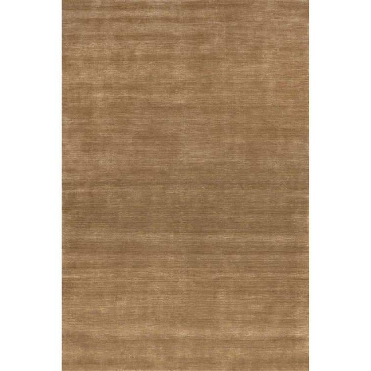 Handmade Wheat Solid Wool Rectangular Area Rug, 5' x 8'