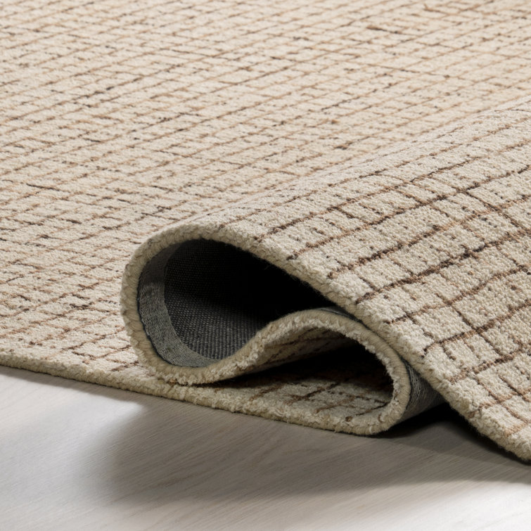 Hand-Tufted Round Cream Wool Area Rug, 4'