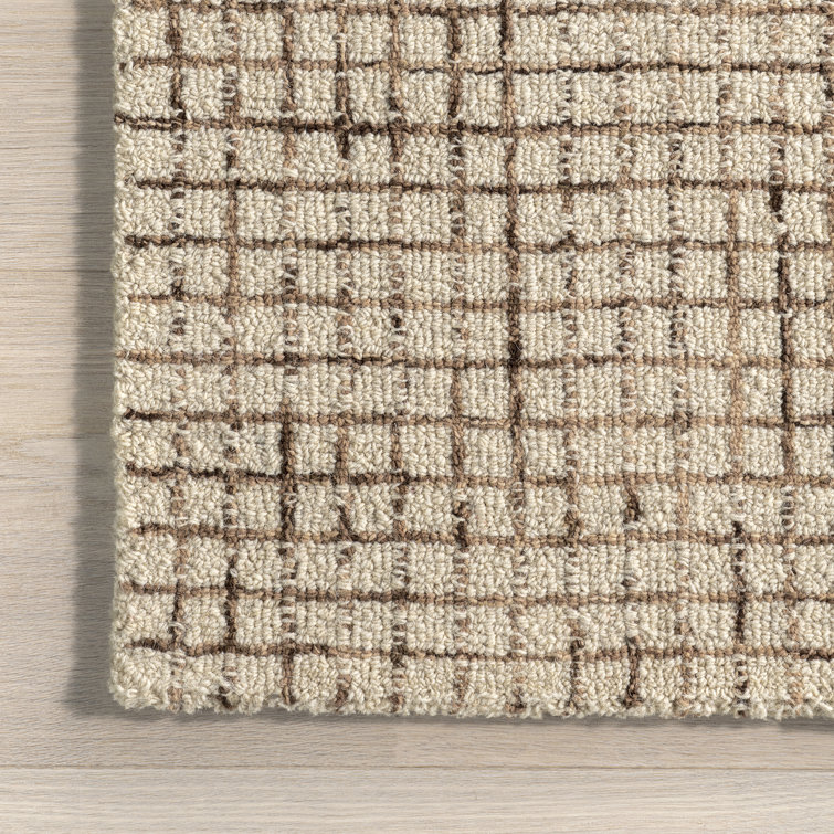 Hand-Tufted Round Cream Wool Area Rug, 4'
