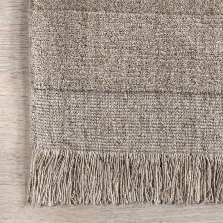 Beige Wool Handmade Tufted Rectangular Area Rug 4' x 6'