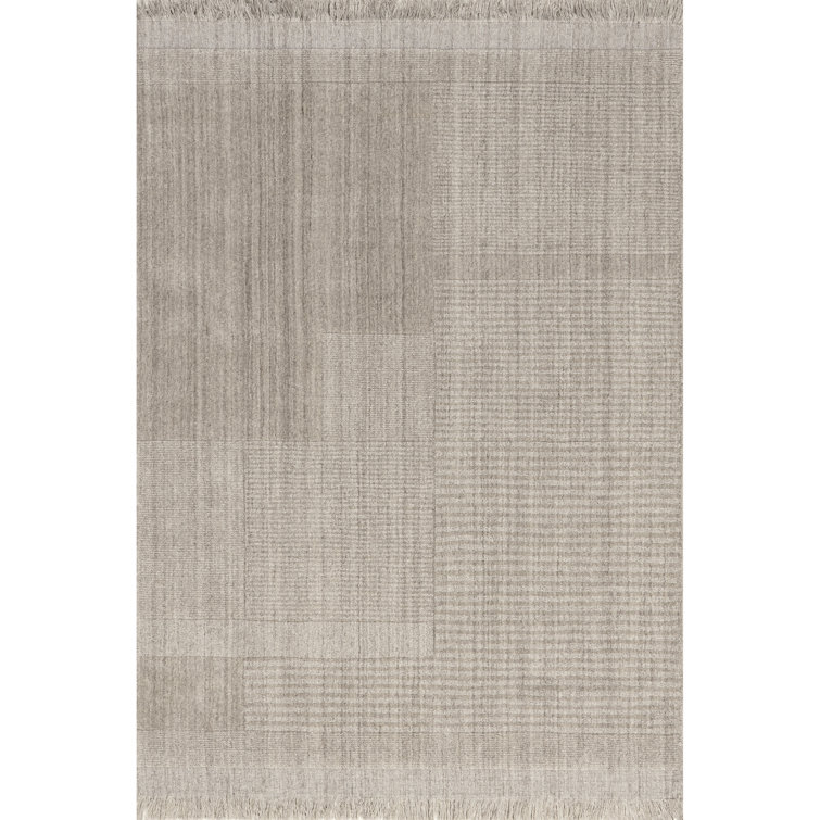 Handmade Beige Wool Tufted Rectangular Area Rug 8' x 10'