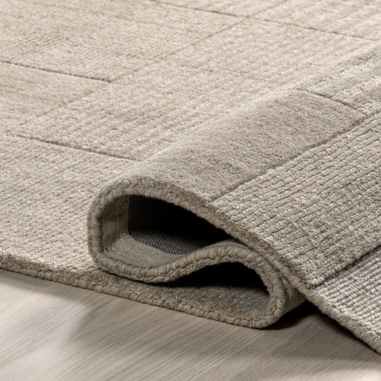 Beige Wool Handmade Tufted Rectangular Area Rug 4' x 6'