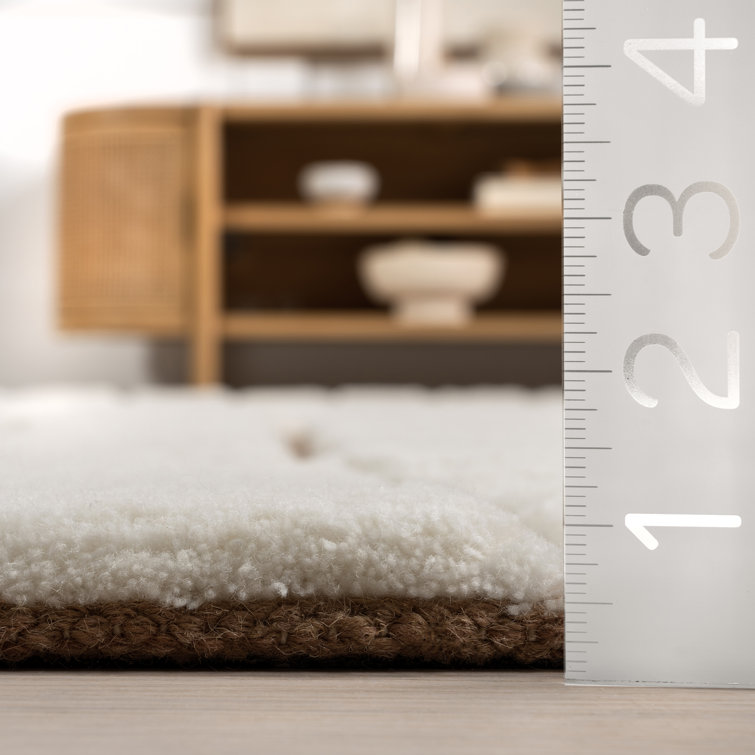 Nazco Cream and Brown Wool Abstract Area Rug