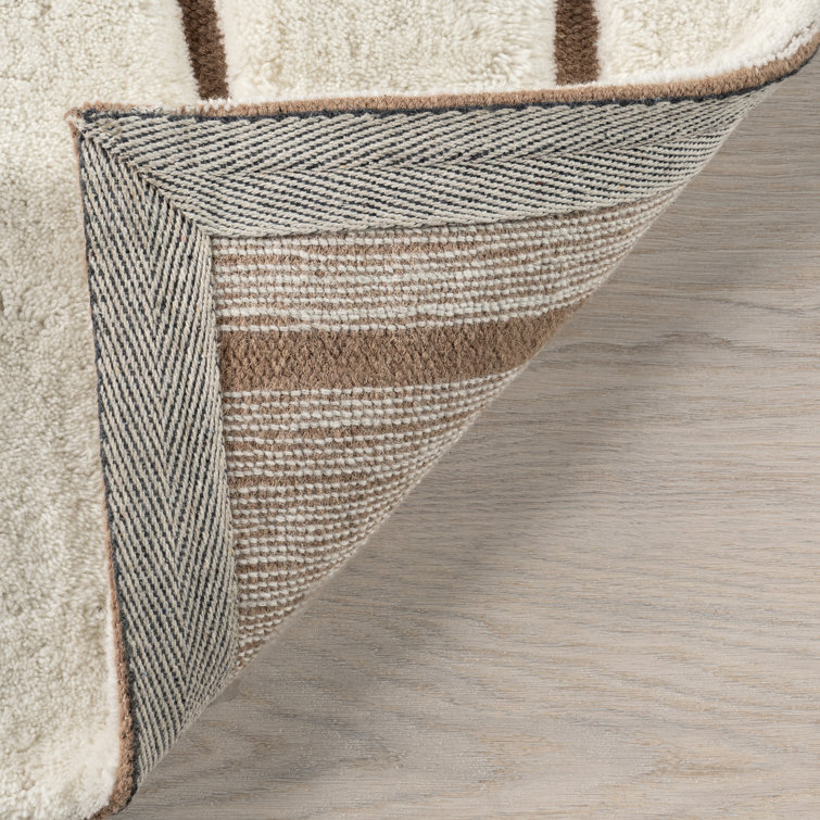 Nazco Cream and Brown Wool Abstract Area Rug