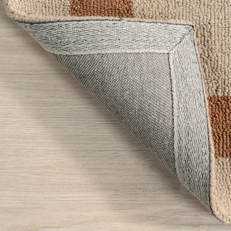 Rust and Beige Two-Tone Bordered Wool 8' x 10' Rug