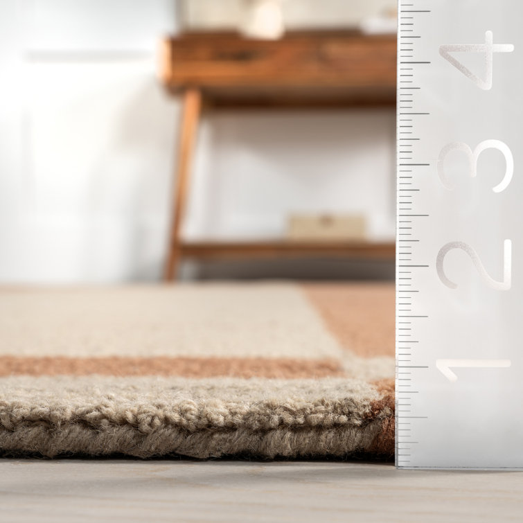 Rust and Beige Two-Tone Bordered Wool 8' x 10' Rug