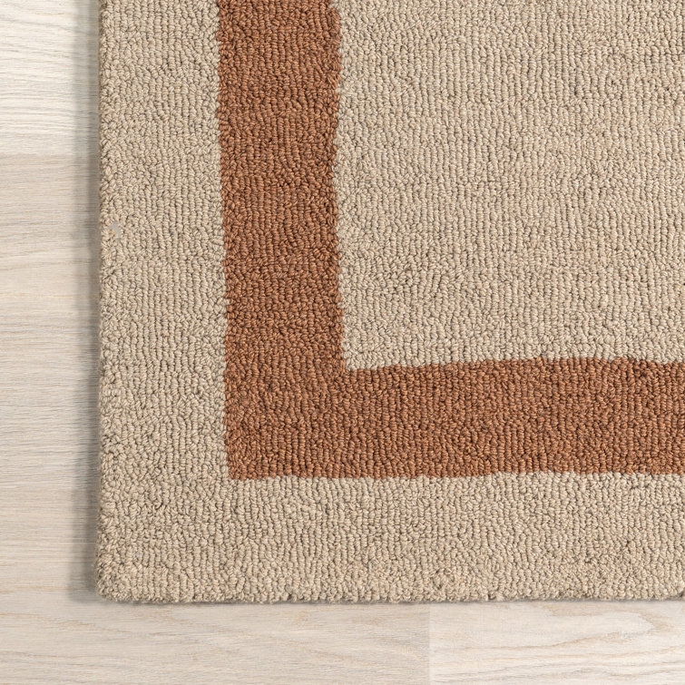 Rust and Beige Two-Tone Bordered Wool 8' x 10' Rug
