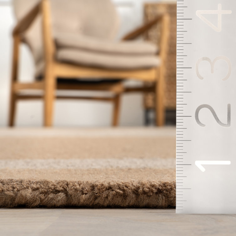 Handmade Beige and Light Brown Wool Rectangular Area Rug, 4' x 6'