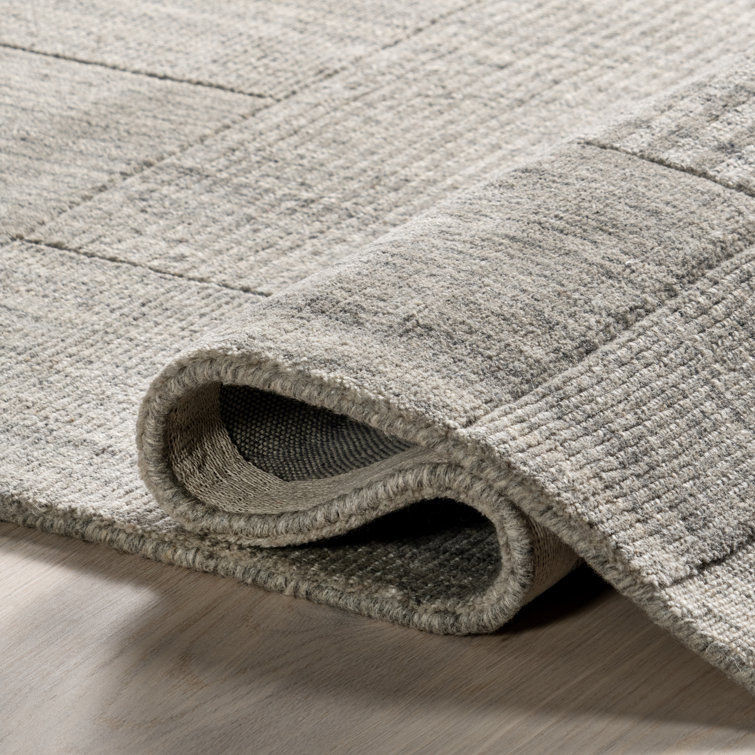 Light Grey Handmade Tufted Wool Rectangular Area Rug