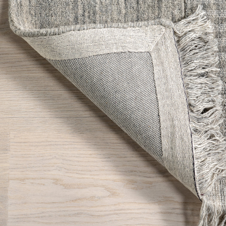 Light Grey Handmade Tufted Wool Rectangular Area Rug