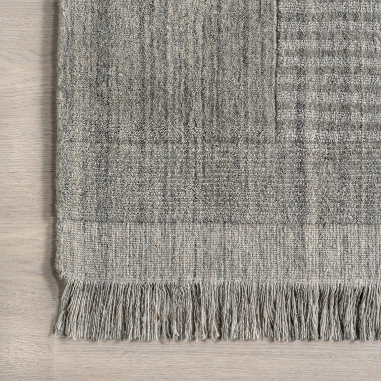 Light Grey Handmade Tufted Wool Rectangular Area Rug