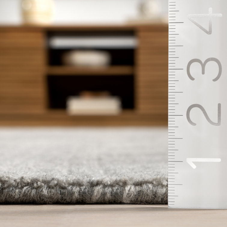 Light Grey Handmade Tufted Wool Rectangular Area Rug