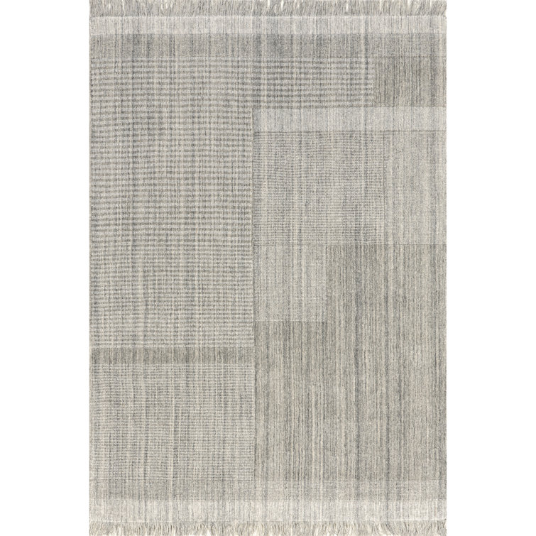 Light Grey Handmade Wool Tufted Rectangular Area Rug 8' x 10'
