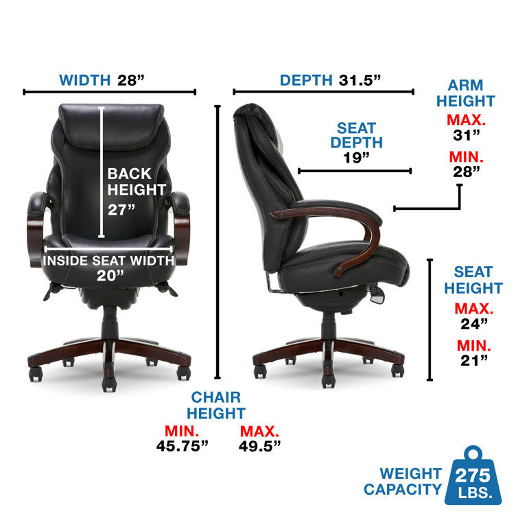 Ergonomic High-Back Black Leather Executive Swivel Chair with AIR Lumbar Support