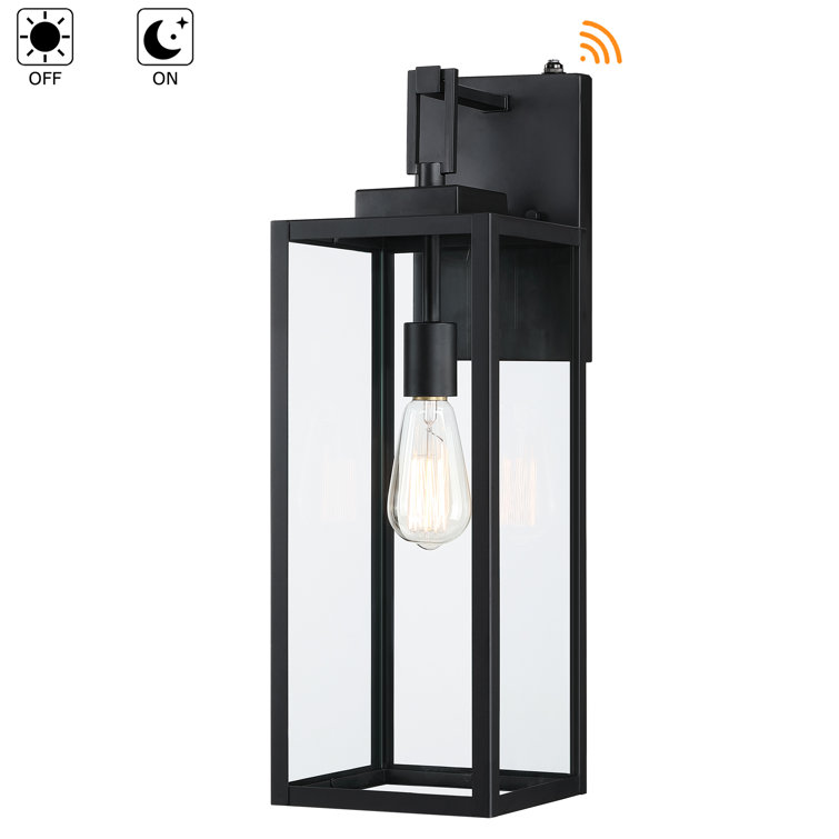 22.48'' Matte Black Metal and Glass Outdoor Wall Lantern