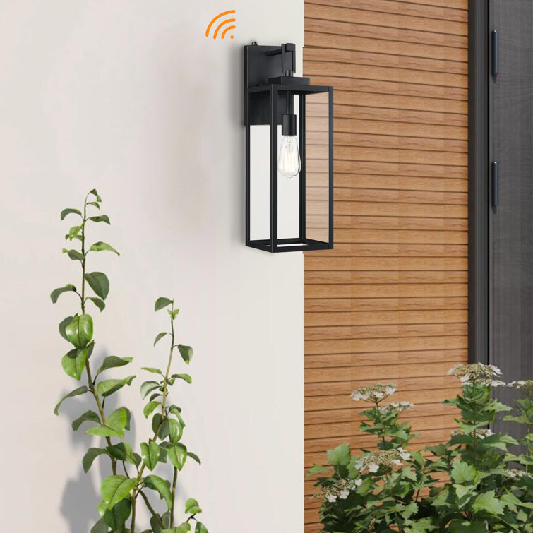 22.48'' Matte Black Metal and Glass Outdoor Wall Lantern