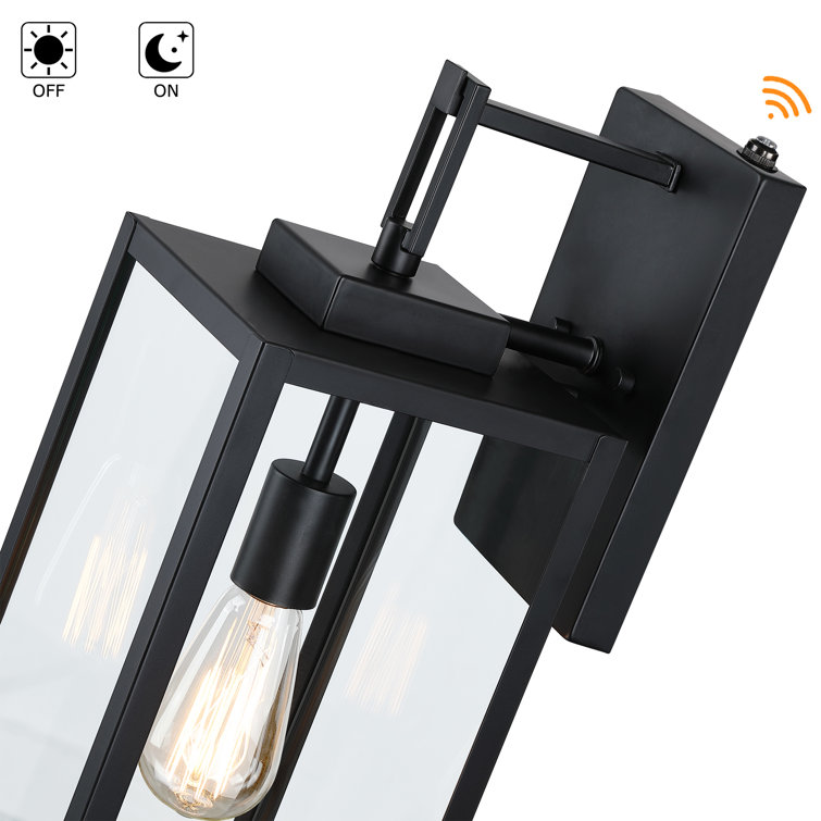 22.48'' Matte Black Metal and Glass Outdoor Wall Lantern