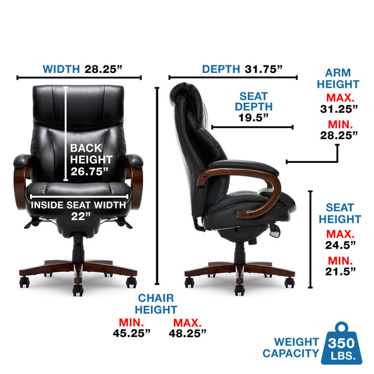 Trafford High-Back Swivel Black Leather Executive Chair with Memory Foam