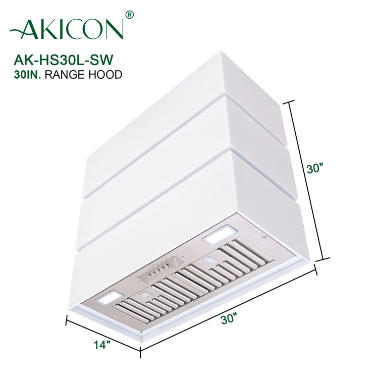 White Stainless Steel Wall Mount Range Hood with 3 Stacks